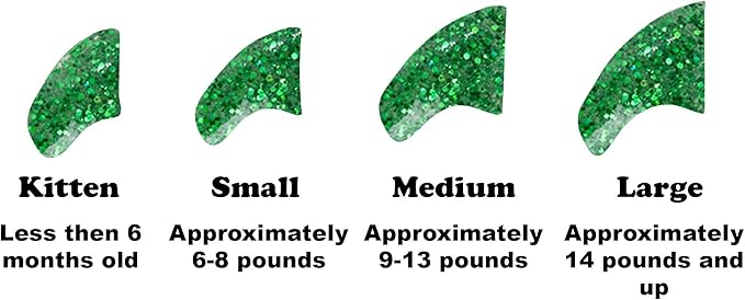 Soft Nail Caps 60 Packs for Cats - Green Glitter Small
