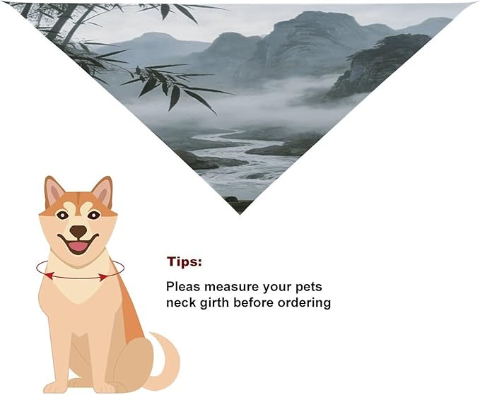 Dog Bandana Spring Pet Scarf Adjustable Triangle Rainy and Misty Return of The Boat Printing Dog Bib Washable Polyester Puppy Bandana for Small Medium Large Dogs Cat Birthday Party Supplies