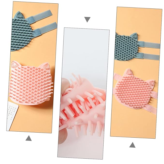 SUPVOX Silicone Cat Massage Brush Adjustable Grooming Tool for Cats Dogs Dual Use Dry for Removing Loose Fur and Itching Relief