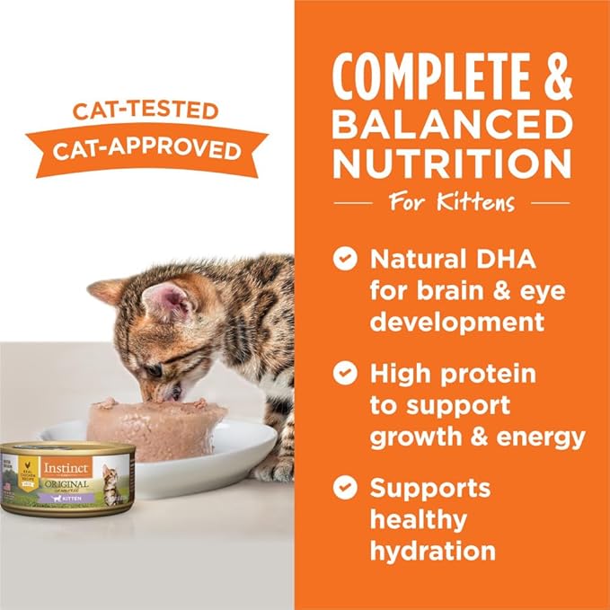 Instinct Original Kitten Wet Cat Food, Pate, Grain-Free - Real Chicken, 5.5 Ounce (Pack of 12)