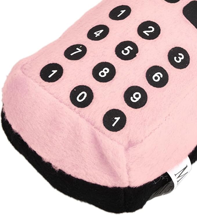 F&Yard Pet Chew Accessory Plush Phone Shape Squeaky Bite Item for Dogs and Cats, Soft Pet Play Supply (Pink)