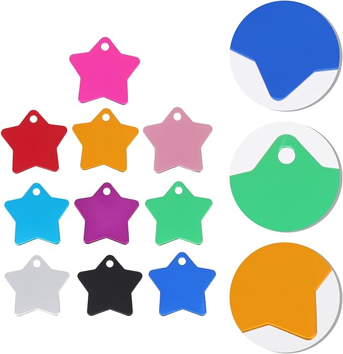 GANAZONO 10pcs Five-Pointed Shape Pet Id Tags Sturdy Metal Dog Collar Address Tags for Cats and Dogs Anti-Lost Pet Supplies Random Color