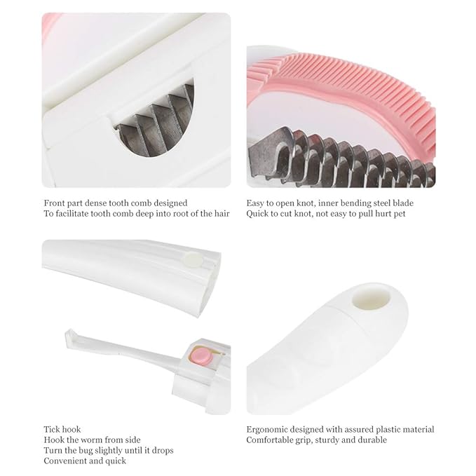 Cat Grooming Brush with Curved Blade, Detangling Comb for Shedding Control, Dual Layer Deshedding Tool for Long or Short Hair Cats, Painless Hair Removal Brush