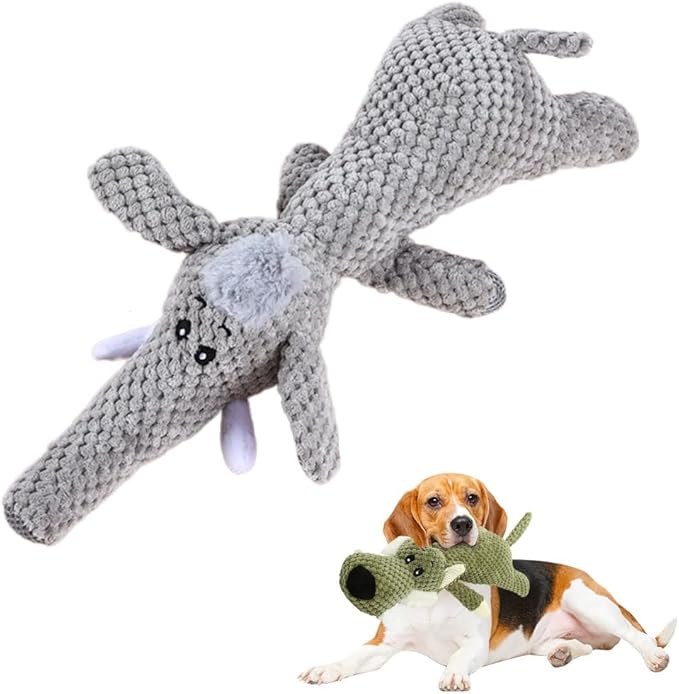 2026 New Dog Toys,Indestructible Plush Dogs Toy for Aggressive Chewers,Squeaky Durable Chew Toy for Indoor Pups Teething, Stuffed Toys for Small Medium Large Dogs (A-Grey)