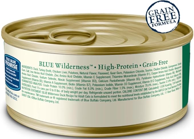 Blue Buffalo Wilderness Duck Canned Cat Food, Case of 24