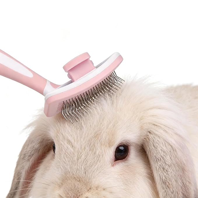 Cat Grooming Brush, Self-Cleaning Slicker Brush, Cat Brushes for Indoor Cats - Easily Removes Loose Undercoat, Pet Massage Tool Suitable for Pets with Long or Short Hair, Quick Clean (Pink)