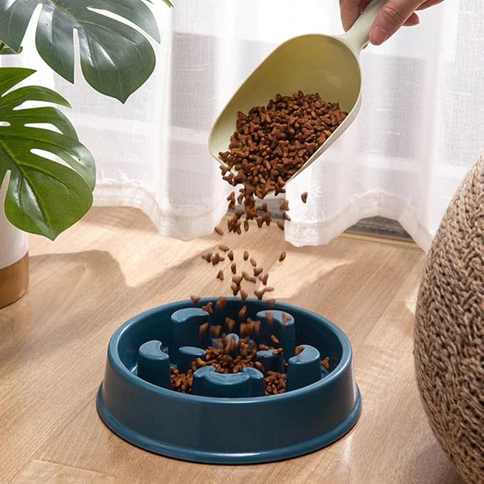 Pet Slow Food Bowl Small Dog Choke-Proof Bowl Non-Slip Slow Food Feeder Dog Rice Bowl Pet Supplies Available for Cats and Dogs Green