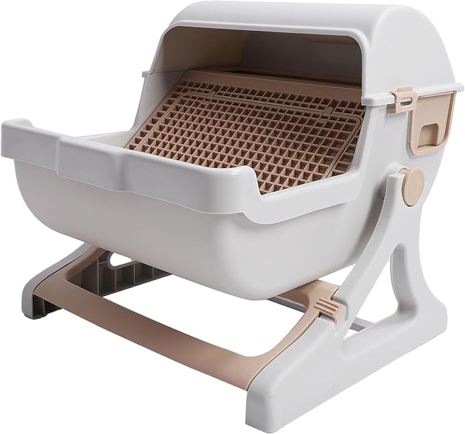 Focket Semi-Automatic Cat Box, Large Capacity Plastic Box with Odor Control for Multiple Cats