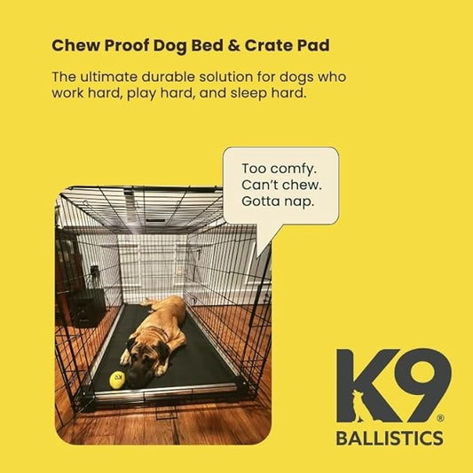 K9 Ballistics Chew Proof Armored Padded Dog Crate Bed, Virtually Indestructible, Legs Included (Blue Quartz, Small (29" L x 18" W x 4.5" H))