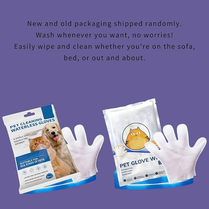 Odor-Removing Pet Grooming Gloves, Odor-Removing Pet Grooming Gloves, Nourishing Waterless Portable Grooming Tool, Refreshing and Water-Free, For Cats and Dogs