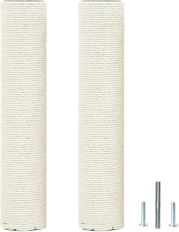 2Pcs M10 Cat Tree Replacement Post - 10mm Bolt Sisal Cat Scratching Post Replacement Pole DIY M10 Bolt Sturdy PVC Tubes Screws Included (4.72 * 15.7")
