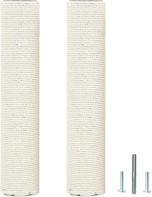2Pcs M10 Cat Tree Replacement Post - 10mm Bolt Sisal Cat Scratching Post Replacement Pole DIY M10 Bolt Sturdy PVC Tubes Screws Included (4.72 * 15.7")