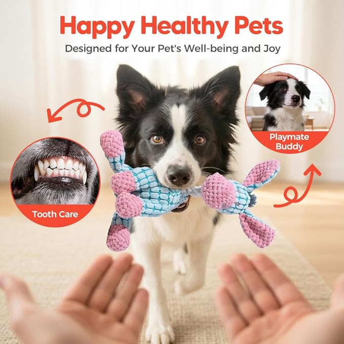 2026 New Dog Toys, Indestructible Plush Dog Toy for Aggressive Chewers, Interactive Squeaky Soft Puppy Chew Toy, Durable Teething Toys for Small Medium Large Dogs (Brown, 1pcs)