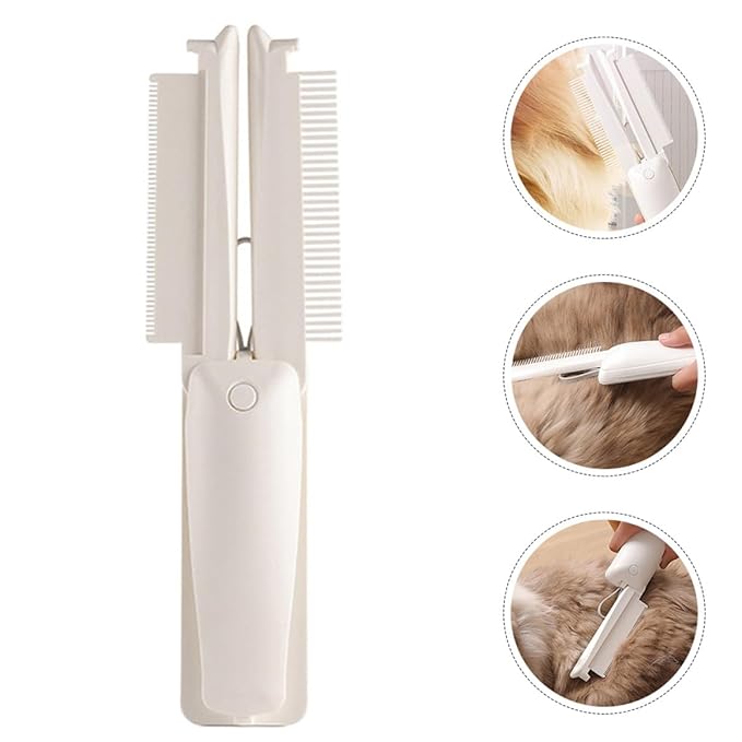 Multi-function 3-in-1 Foldable Pet Grooming Comb for Dogs and Cats, White Hair Removal and Dematting Brush, Compact Daily Use Pet Supply for Indoor Fur Care
