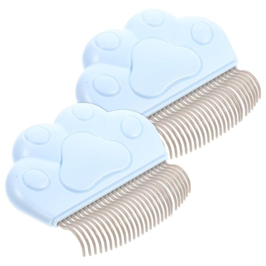 Toyvian 2Pcs Cat Paw Design Combs for Pet Grooming Ergonomic Hair Removal Brushes with Smooth Rounded Teeth Deep Penetration Deshedding Tools for Cats and Pets
