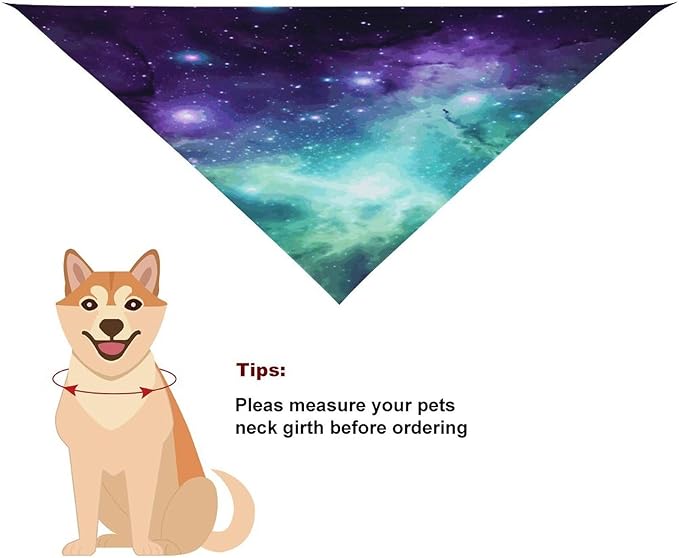 Dog Bandana Spring Pet Scarf Adjustable Triangle Green Blue Purple Galaxy Printing Dog Bib Washable Polyester Puppy Bandana for Small Medium Large Dogs Cat Birthday Party Supplies