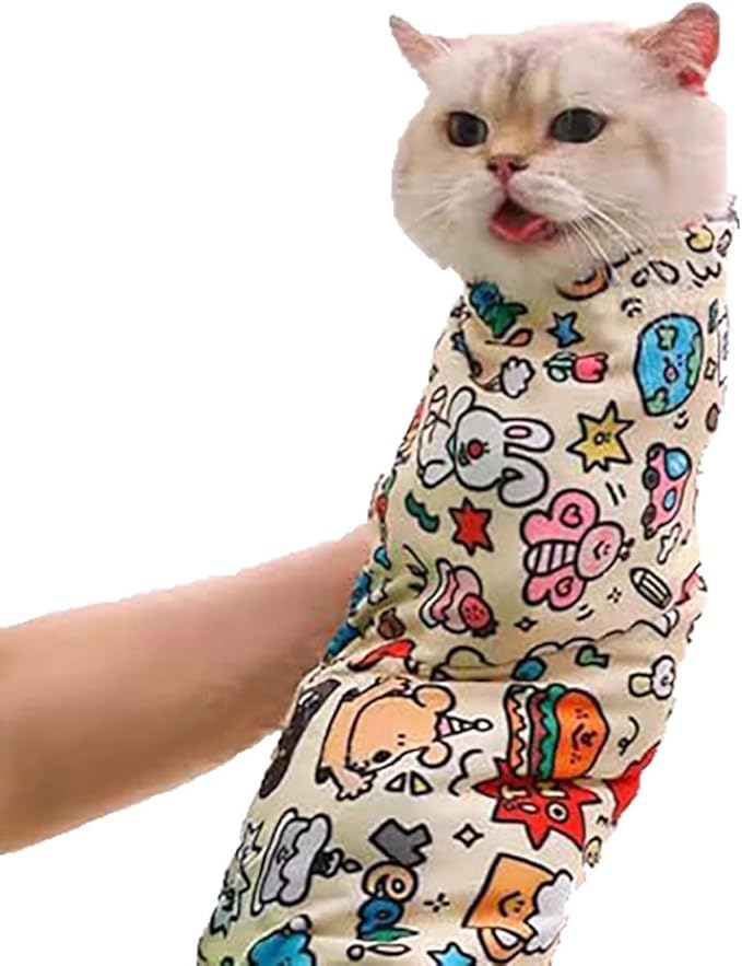 Cat Grooming Wrap, Anti-Bite Cat Wrap for Cutting Nails Cat Restraint for Nail Clipping Fabric for Cats Restraint Bag Cat Grooming Bag Cat Nail Trimming Restraint Wrap