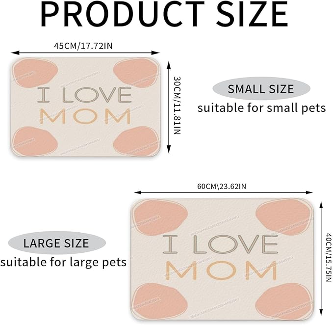 Pet Feeding Mat for Dogs Cats Happy Mother's Day Floral Gift for Mom Gy Absorbent Dog Food Mat Non-Slip Waterproof Placemat Quick Dry Pet Supplies Bowl Mats