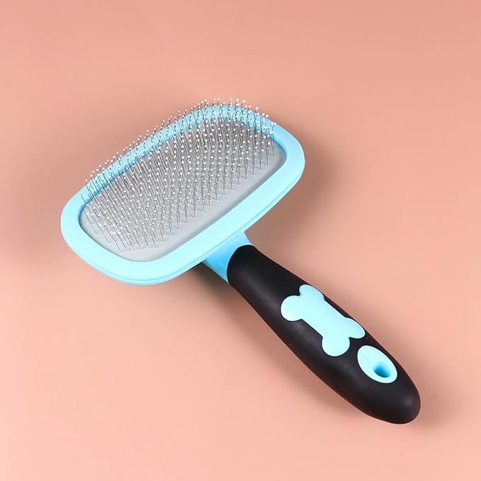 Rotatable Pet Hair Comb Large Blue with Dot Ergonomic Grooming Tool for Dogs Cats Tangle Remover and Massager Comfortable Grip Pet Cleaning Comb for Shedding and Dander