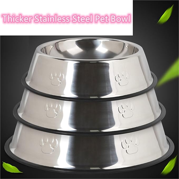 Paw Stainless Steel Pet Dog Bowl Feeder Skidproof Anti-ant Shape Cat Dog Bowls Food Accessories Pet Supplies 6 Sizes(21.5CM Diameter)