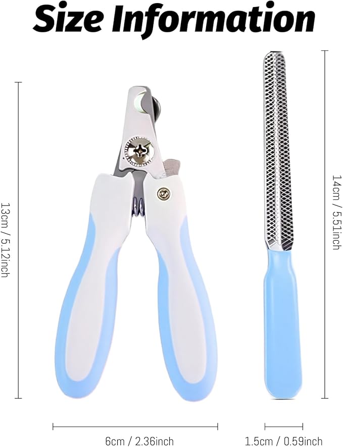 Pet Nail Clippers & Trimmers for Dogs & Cats - with Safety Guard & Free Nail File - Professional Pet Grooming Tool (Blue, Small)