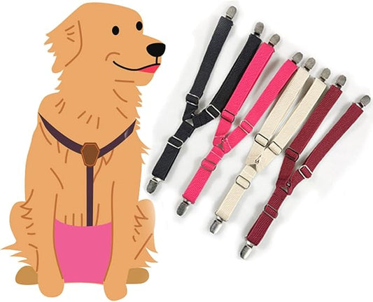 Pet Diaper Fastening Straps for Dogs Cats Elastic Nappy Antislip Belly Bands for Small Puppy Pet Dog Supplies Diaper Clips Strap Clips Belly Fasteners