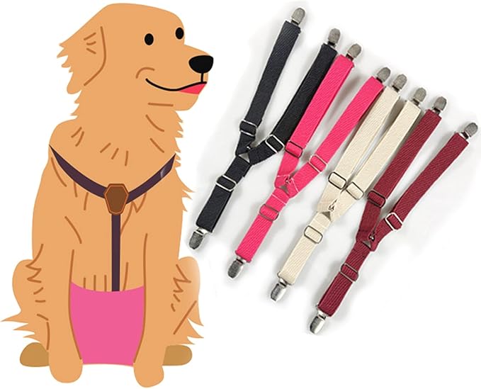 Pet Diaper Fastening Straps for Dogs Cats Elastic Nappy Antislip Belly Bands for Small Puppy Pet Dog Supplies Diaper Clips Strap Clips Belly Fasteners