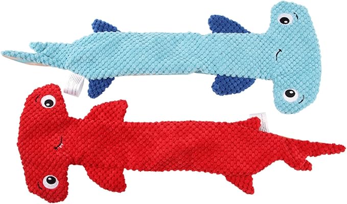 Squeaky Hammerhead-Shark Shape Doll Dog Chew Toy Soft Massage Supplies Pet Plush Animals Molar Pet Supplies for Large Aggressive Chewers Boredom for Aggressive Chewers Large Breed