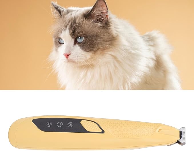 Pssopp Electric Cat Grooming Clippers, Electric Clippers Proof Body High Brightness LED Light Rechargeable Dog Trimmer for Small Area Hair Cat Grooming, (Yellow)