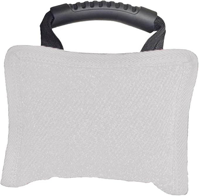 Baoblaze Dog Bite Pillow Tough Tug Toy Practical Portable Outdoor Pet Supplies for Small and Medium Sized Dogs Biting Pad with Handle, White