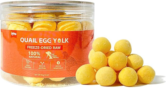 Freeze Dried Quail Egg Yolk Dog Cat Treats 3 oz - Single Ingredient, Grain Free, Gluten Free & Rawhide Free,Healthy Tasty Snacks for Training Rewards