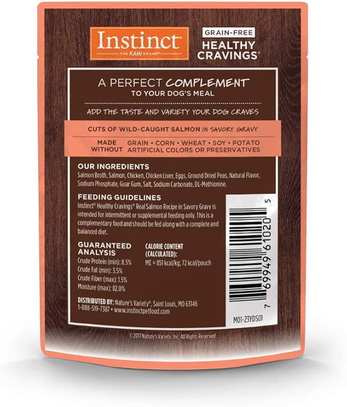 Nature's Variety Instinct Healthy Cravings Grain Free Real Salmon Recipe Natural Wet Dog Food Topper, 3 Ounce (Pack of 24)