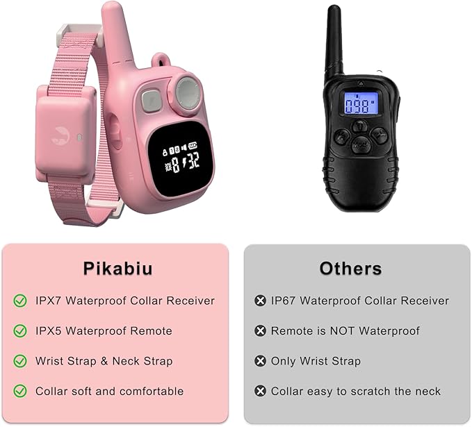 Dog Shock Collar with Remote Control 1800 FT, Adjustable Pink Electric Collar Rechargeable for 5–15lbs Small Dogs Puppy or 20-120 Pound Medium Large Dog, Safety Vibration Trainer