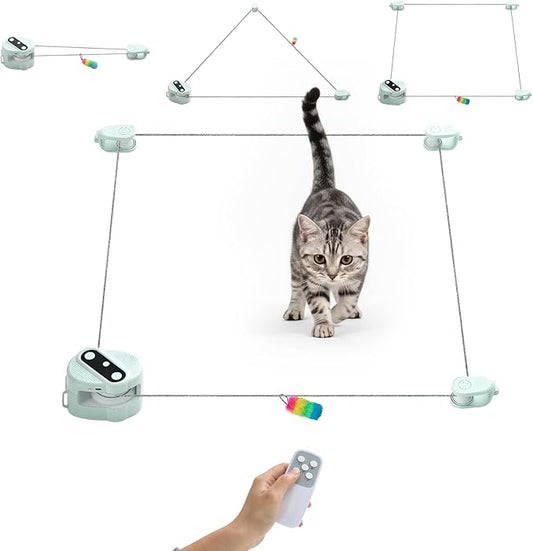 Interactive Cat Toy for Indoor Cats,Electric Remote Control Cat Chaser,Auto/Manual Control DIY Cat Feather Toy Treadmill for Kitten Puppy,Automatic Exercise & Mental Stimulation Cat Toys (Light Green)