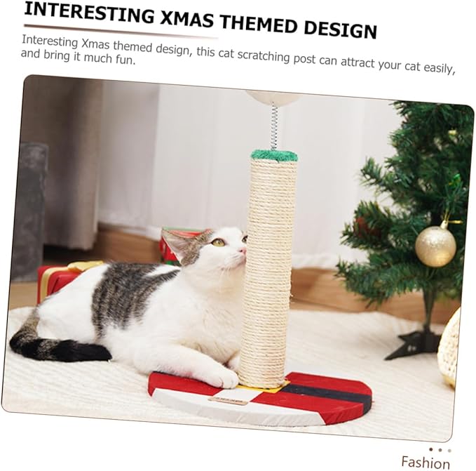 UPKOCH Christmas Cat Scratching Post Vertical Sisal Activity Tower Indoor Kitten Scratcher for Daily Use