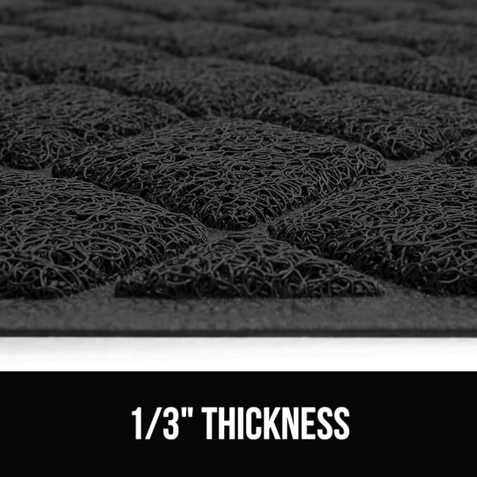 GORILLA GRIP Cat Litter Box Mat, 47x35, Water Resistant, US Designed Kitty Litter Trapping Mats, Easy to Clean, Scatter Control, Less Mess and Clean Floors, Kitten Supplies for Indoor Cats, Black