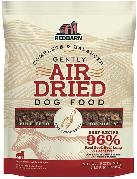 Redbarn Powerfood Air Dried Dog Food - 95% Beef & Beef Organs - High Protein Grain-Free Non-GMO Premium Dry Full Feed or Topper Made in USA with Omega 3 Salmon Oil Flaxseed - 2lb