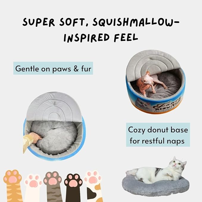 Covered Cat Bed – 19.7" Cozy Hideaway with Soft Lid Design – Enclosed Plush Cave for Indoor Cats and Kittens Can Shape Bed