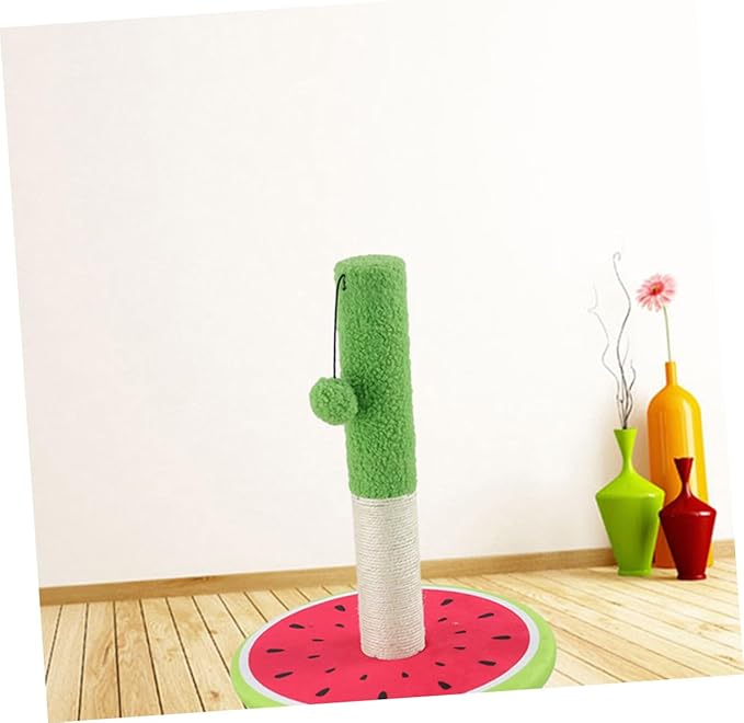 Yardwe Sisal Cat Scratching Post Watermelon Design Cartoon Scratcher Standing Pillar for Indoor Cats and Kittens Interactive Climbing