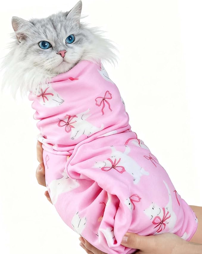 27.6" Cat Wrap for Cutting Nails Grooming Restraint for Nail Clipping Swaddle Wrap Cat Burrito Wrap XL(Within 17lbs) Anti-Scratch Anti-Escape Multifunctional Pet Tool