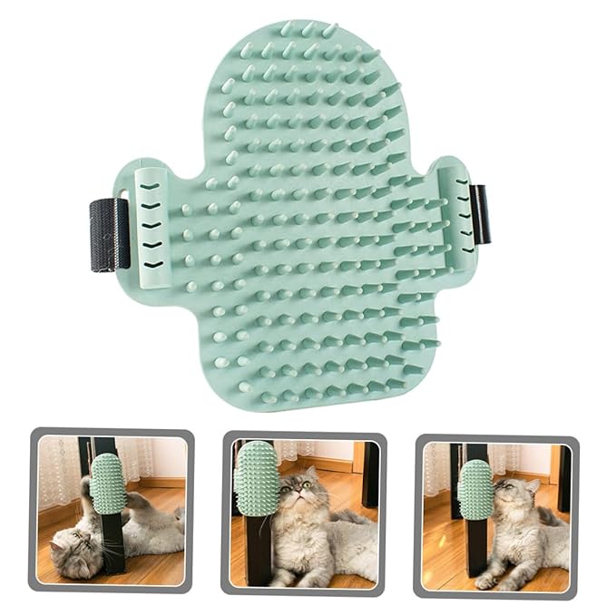 Cat Massaging Comb and Kitten Self Grooming Tool Wooden Corner Scratcher with Silver Vine Green Cat Grooming Supplies Random Color