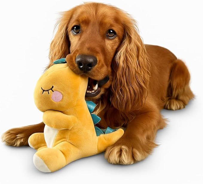 NANDOG My BFF Mite The Dino Plush Dog Toy – Soft Squeaky Pet-Only Toys for Dogs & Cats – Durable, Cuddly & Adorable Pet Companions for Playtime, Fetch & Snuggles