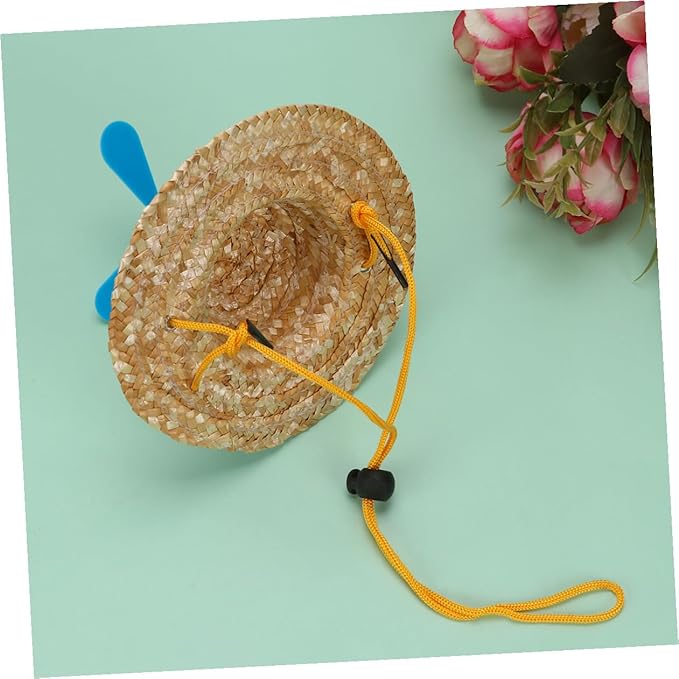 Alipis Pet Straw Hat with Airplane Rotor, Woven Knitted Straw Cap for Dogs, Funny Photo Prop and Party Accessory, Large Size for Pet Supplies