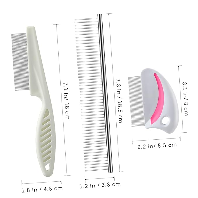 BESPORTBLE 3pcs Dog Cat Grooming Tools Stainless Steel Comb for Hair Removal Tangles Mats and Skin Massage