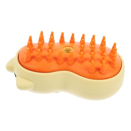 Milisten Rechargeable Cat Steam Brush 3-in-1 Cat Grooming Brush for Shedding Detangling Bathing with Ergonomic Handle and Quick Release Button