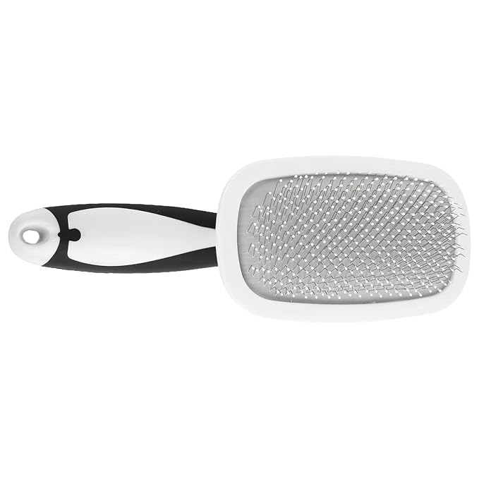Self Cleaning Hair Brush, 360 Degree Rotatable Cat Slicker Comb Pet Grooming Brush with Stainless Steel Needle Dog For Shedding Cat For Kitten Massage Removes Loose Fur (White)