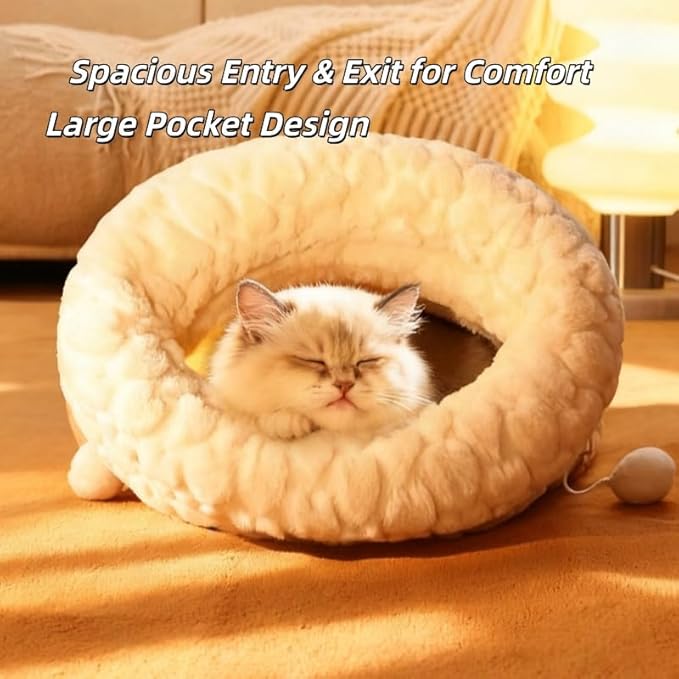 Cat Sleeping Bag, Cats Winter Sleeping Bag for Indoor Cats Cozy Plush Cat Cave Bed, Self-Warming Pet Snuggle Sack for Kitten Puppy Small Dogs (A-Grey 1pcs, L-21"x17.7")
