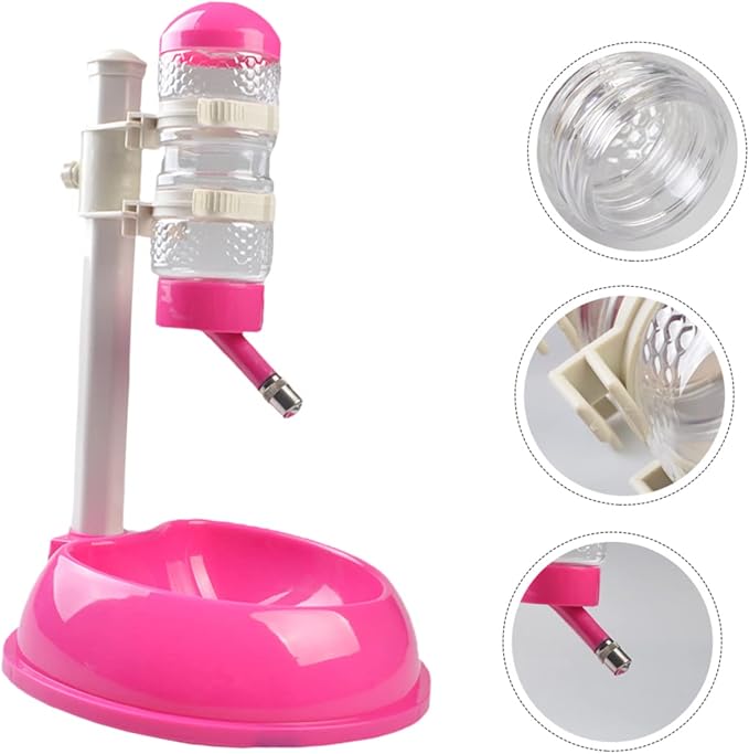 Happyyami Drinking Fountain for Dogs Pet Waterer Feeder Non-Slip Base Rose Pink