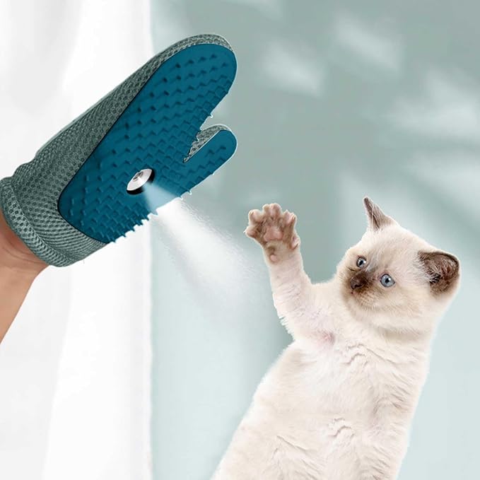 All-in-One Grooming Mist Glove for Pets - 4-in-1 Electrostatic Deshedding Glove with Thickened Padding, Clothing & Car Seats - Upgraded Technology for Cats/Dogs - Machine Washable (3 Colour)