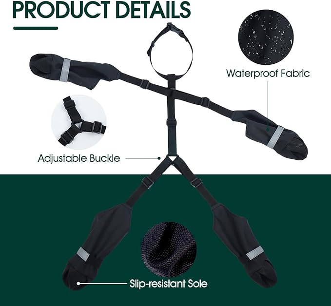 Dog Suspender Boots, Anti-Slip & Fall Waterproof Dog Shoes Leggings, Dog Paw Protector for Small Medium Dogs, Adjustable Dog Boots Pet Shoes for Outdoor Walking